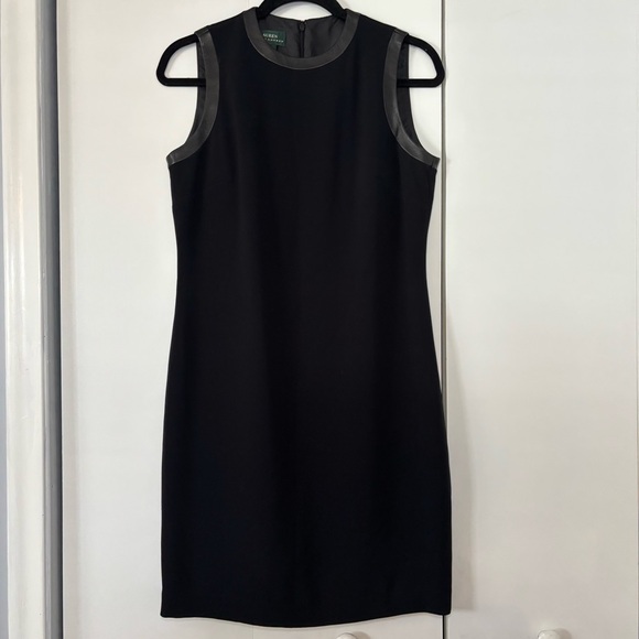 Ralph Lauren Dresses & Skirts - Lauren Ralph Lauren Women’s Sheath Dress Size 6 Black Leather Trim